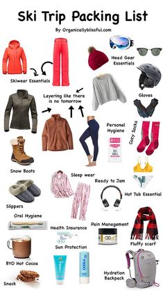 f670ef5d2d6bdf8f29450a970494dd64desc52407366ri Ski Trip Essentials, Ski Trip Packing List, Ski Trip Packing, Trip Packing List, Travel Packing List, Family Ski Trip, Snowboarding Trip