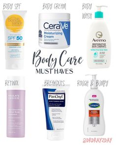 Body skin care MUST HAVES Skin Care Must Haves, Best Body Moisturizer, Sulfate Free Body Wash, Dermatologist Recommended Skincare, Recommended Skin Care Products, Dry Skin Care Routine, Cleanser For Oily Skin, Lotion For Dry Skin, Face Acne