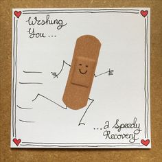 a greeting card with a sticker on it that says, wishing you a speedy recovery