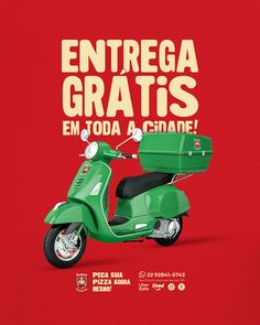 a green scooter with the words entrega gratis written on it