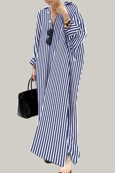 Effortlessly stylish and sophisticated, this striped oversized shirt dress is perfect for the warmer seasons. With a button front, a split neckline, and a high waistline, it exudes elegance and class. The long sleeves and drop shoulder design add a touch of artistry, while the straight hem and non-stretch fabric provide a luxurious finish. Perfect for the fashion-forward and discerning consumer. 95% Polyester, 5% Elastane Please allow 3-5 business days to process and ship. Product Measurements in cm : Size US Bust Length Sleeve Length Cuff S 4 90 130 72 31 M 6 94 131 73 32 L 8/10 100 132 74 33.5 XL 12 106 133 75 35 Bandage Jumpsuits, Oversized Shirt Dress, Long Shirt Dress, Plus Size Jumpsuit, Plus Size Shopping, Long Shirt, Denim Jumpsuit, Shop Swimwear, Bandage Dress