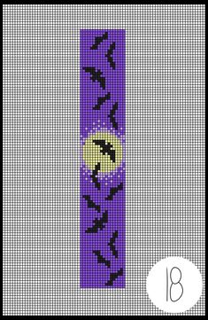 a cross stitch bookmark with the number 8 on it and an image of two birds