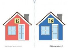 two houses with numbers on each side