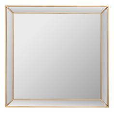 a square mirror with gold trimmings on the edges and an empty white background