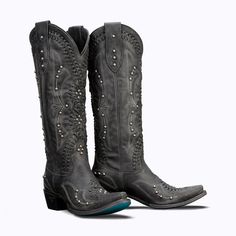 Cossette Jet Black Boho Western Boot | Womens Cowgirl Boots Snip Toe – Lane Boots Black Cowgirl Boots, Lane Boots, Jet Black Color, Double Helix, Black Knee High Boots, Black Knees, Black Vegan, Cowgirl Boots, Helix