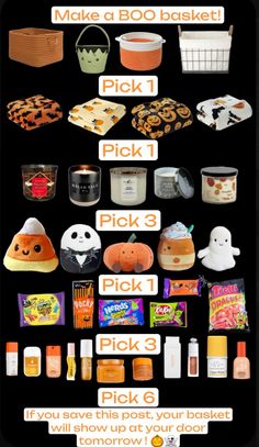 a poster with different types of halloween treats