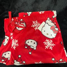 Brand New With Tags Hello Kitty Red Christmas Pajama Pants! Women Size: M Red Holiday Sleepwear For Sleepover, Red Holiday Sleepwear For Sleepovers, Holiday Red Long Pants, Red Holiday Long Pants, Red Long Pants For Holiday, Red Christmas Sleepwear With Long Pants, Cute Red Christmas Sleepwear, Christmas Holiday Sleepwear With Long Pants, Red Bottoms For Christmas Holiday