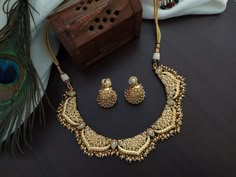 Gold Jewelry Necklace Set, Wedding Gold Jewelry, Ethnic Aesthetic, Necklace Set Indian Bridal Jewelry, Bridal Jewelry Sets Brides, Bridal Necklace Designs