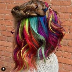 Rainbow Peekaboo Hair, Hair Dye Tutorial, Hidden Rainbow Hair, Warm Hair Color, Underlights Hair, Hair Color Underneath, Colourful Hair