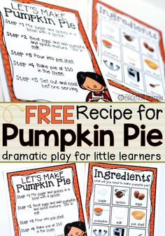 free printable pumpkin pie worksheet for kids to learn how to use it