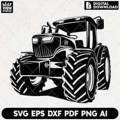 Tractor Svg, Tractor Png, Farm Tractor, Digital Download Etsy, Drawing And Illustration, Digital Files, Digital Drawing, Drawing Illustrations, High Resolution