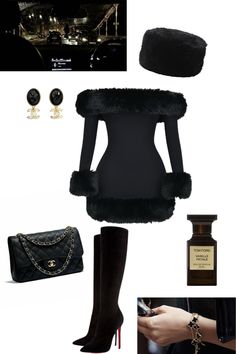 elegant,rich winter outfit for mob wife, luxury girl, black elegant Mob Wife Clothes, Mob Wife Outfit Party, Russian Mob Wife Outfit, Mob Wife Outfit Ideas, Mobster Wife Outfit, Winter Nye Outfit, Rich Wife Outfit, Black Dress Winter Outfit, Mafia Wife Outfit