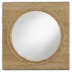 Natural Tisbury Small Mirror Mirrors LOOMLAN By Currey & Co Modern Cottage Bathroom, Natural Mirrors, Coastal Condo, Porthole Mirror, Rope Mirror, How To Make Rope, Modern Cottage, Square Mirror, Small Mirrors