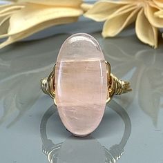 Rose Quartz Oval Statement Ring-sterling Silver, 14k Yellow or Rose Gold Filled Wire Wrapped Ring custom Size full, .25, .5, .75 - Etsy UK Spiritual Oval Rose Gold Jewelry, Pink Oval Stackable Rings, Pink Oval Stackable Jewelry, Oval Pink Gold Promise Ring, Oval Rose Gold Crystal Ring Gift, Oval Rose Quartz Rings As Gift, Oval Rose Quartz Rings For Gifting, Oval Rose Quartz Rings For Gifts, Pink Oval Spiritual Ring