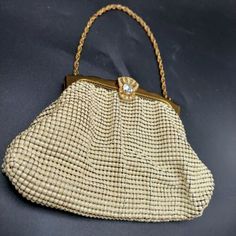 Vintage Bag, White Mesh, Handbag Purse, Vintage Bags, Crystal Rhinestone, Made In Usa, Art Deco, Purse, Mesh