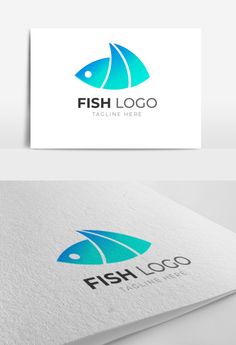 a fish logo is shown on the front and back of a business card