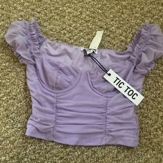 Lavender Crop Top Size Small Tic Toc Brand Lavender Fitted Casual Crop Top, Fitted Lavender Crop Top Casual, Fitted Lavender Casual Crop Top, Fitted Lavender Crop Top For Casual Wear, Fitted Cotton Lavender Tops, Fitted Lavender Cotton Tops, Fitted Lavender Short Sleeve Top, Fitted Lavender Summer Top, Fitted Lavender Top For Summer