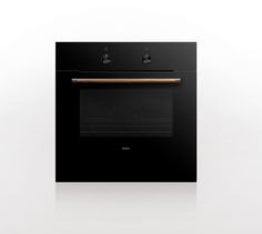 a black oven that is built into the wall