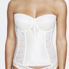 Dominique Colette Lace Corset Bustier 8949 Ivory Low Back Corset, Modern Corset, Bra Corset, Bridal Bra, Bridal Corset, Strapless Bustier, Corset Bra, Corset Bustier, Strapless Corset