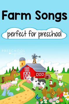 a cartoon red barn with farm animals and the text 'farm songs perfect for preschool' Circle Time Songs For Preschool, Farm Activities For Kids, Appreciation Activities, Farm Theme Activities, Songs Preschool, Songs For Preschool