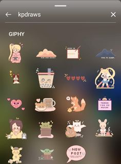 an iphone screen with various stickers on it