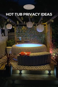 hot tub privacy ideas Hot Tub Rooms Indoor, Hot Tub Inside House, Hot Tub Decor Ideas, Hot Tub Privacy Screen Ideas, Outdoor Spa Patio Ideas, Backyard Hot Tub Privacy Ideas, Hot Tub Tent, Privacy Around Hot Tub, Tranquility Garden Ideas