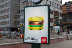 a billboard with a burger advertisement on it