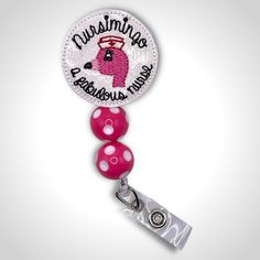 Nursimingo, a fabulous Nurse Flamingo Badge Reel Adjustable Novelty Pink Badge Holders, Personalized Pink Novelty Badge Holders, Fun Pink Badge Holders, Pink Polka Dots, Id Badge, Badge Reel, Clip On, Flamingo, Unique Style