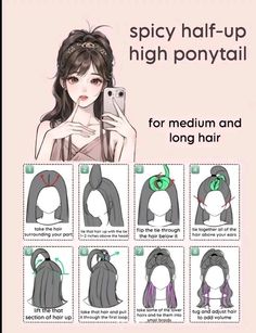 High Ponytail Tutorial, How To Style Hair, Haircut Tips, Ponytail Tutorial, Hairstyles For Layered Hair, Kawaii Hairstyles, Styling Fashion