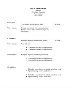 the basic resume format for students with no work experience