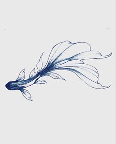 a blue and white drawing of a fish