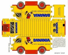 a paper model of a banana truck