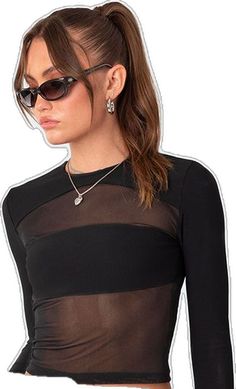 Mesh Crop Top With Mesh Sleeves, Fitted Crew Neck Crop Top For Party, Stretch Ribbed Party Top, Ribbed Stretch Top For Party, Stretch Ribbed Top For Party, Black Sheer Mesh Crop Top, Summer Crop Top With Mesh Sleeves For Night Out, Ribbed Long Sleeve Party Top, Fitted Mesh Top With Crew Neck For Evening