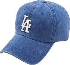 Trendy Blue Baseball Cap With Embroidered Logo, Casual Blue Baseball Cap For College, Casual College Baseball Cap With Curved Bill, Casual Curved Bill Baseball Cap For College, Trendy Snapback Hat With Embroidered Logo, Casual Navy Adjustable Baseball Cap, Casual Curved Visor Hat For College, Trendy Navy Cap, Casual College Baseball Cap With Curved Visor