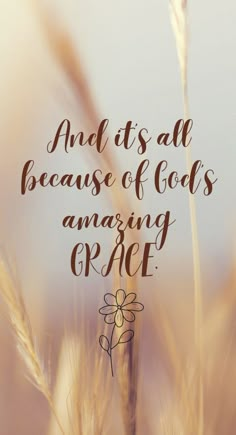 an image with the words and its all because of god's amazing grace