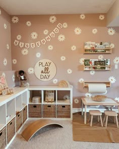 a child's playroom with toys and decor