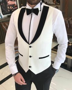 Bojoni Dayton Slim Fit Royal White Tuxedo | BOJONI Vest Coats, Banquet Outfit, Suit Clothes, Clothes Jacket, Vest And Pants, Shoe Care Kit, Slim Fit Tuxedo, White Tuxedo, Professional Shoes