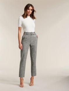 263428 - Women's Fashion | Forever New Women Office Outfits, Black Knit Top, Slacks For Women, Office Wear Women, Pants Women Fashion, Fashion Forever, Belted Pants, Workwear Fashion, Quiet Luxury