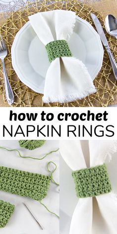 how to crochet napkin rings on a table