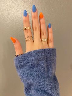 Two Color Nails, Dots Nails, Dipped Nails, Orange Nails, Minimalist Nails, Dream Nails, Fire Nails, Funky Nails, Short Acrylic Nails