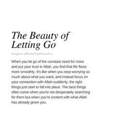 an advertisement for the beauty of letting go