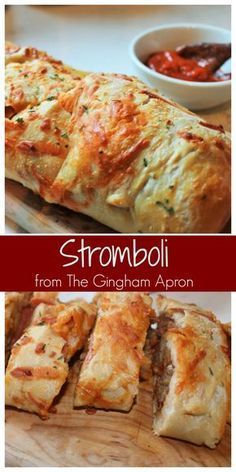 the cover of stromboli from the cinnamon apron, with pictures of different food items