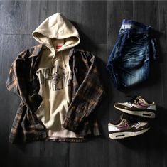 Nike Air Max 90 Outfit, Men�’s Hoodie And Flannel, Hype Clothing, Mens Trendy Outfits, Black Men Street Fashion, Mens Casual Dress Outfits, Swag Outfits Men, Dope Outfits For Guys, Guys Clothing Styles