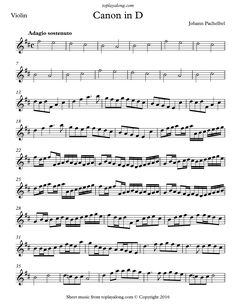 sheet music with the words canon in d