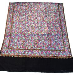 Product Description Kashmir Hand Embroidered Woolen Shawl  Description Hand Emroidered multicolour woolen shawl. Papier Mache Embroidery is done by hand using needlepoint. This type of embroidery is the most tough to acheive and is very rare now. It is called papier mace because it resembles the papier mache design and all surface of fabric is covered by embroidery by continuous overlapping embroidery done by needle giving a painting type effect like papier mache. Details Condition: New Backgoun Multicolor Jamawar Shawl With Embroidered Border, Multicolor Pashmina Shawl With Embroidered Border, Pashmina Shawl With Multicolor Embroidered Border, Multicolor Pashmina Fabric With Embroidered Border, Pashmina Dupatta With Multicolor Embroidered Border, Multicolor Pashmina Shawl With Resham Embroidery, Traditional Multicolor Pashmina Shawl With Floral Embroidery, Traditional Multicolor Floral Embroidered Pashmina Shawl, Multicolor Embroidered Shawl For Festivals