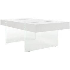 a white table with two glass shelves on each side and one shelf at the top