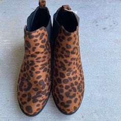 Elevate Your Winter And Fall Style With These Fashionable Maxmuxun Women's Chelsea Boots. These Ankle Booties Come In A Stunning Multicolor Animal Print Pattern That Is Sure To Turn Heads. The Slip-On Design Makes Them Easy To Wear, While The Block Heel Adds A Touch Of Comfort For All-Day Wear. Perfect For Any Occasion, From Travel To Workwear, These Boots Are Versatile Enough To Match Your Outfit. The Faux Suede Upper Material Gives Them A Trendy Look, While The Low Heel Height Of 1-1.9 Inches Brown Chelsea Boots With Flat Heel For Fall, Brown Flat Heel Chelsea Boots For Fall, Trendy Brown Chelsea Boots For Winter, Brown Flat-heel Chelsea Boots For Fall, Brown High-top Booties For Fall, Brown Slip-on Boots For Fall, Casual Brown Chelsea Boots For Fall, Brown Chelsea Boots With Flat Heel And Medium Width, Brown Chelsea Boots With Medium Width And Flat Heel