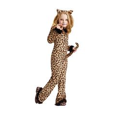 Your little girl can be a ferocious, yet cuddly, big cat this halloween with the pretty leopard girl's costume. This sweet, comfortable costume for girls features a leopard-print jumpsuit in 100% polyester velveteen with a leopard tail. The costume has fluffy, black marabou trim on the collar, cuffs and ankles. This cozy halloween outfit for children includes a headpiece with a cute pair of leopard-print cat ears. You can complete the feline look with your own cat face-paint kit to make pretty kitty-cat eyes and whiskers. Includes:Cat print jumpsuitTailCat ear headpiece Base Material: 100% PolyesterCare: Hand WashCountry of Origin: Imported Leopard Halloween Costume, Leopard Halloween, Leopard Costume, Costume For Girls, Leopard Print Jumpsuit, Cat Ears Headband, Fun World, Toddler Costumes, Boy Costumes