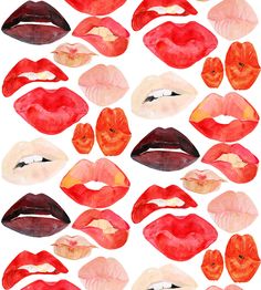 many different colored lips arranged in the shape of a circle