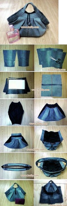 how to make a purse out of an old pair of jeans - step by step instructions